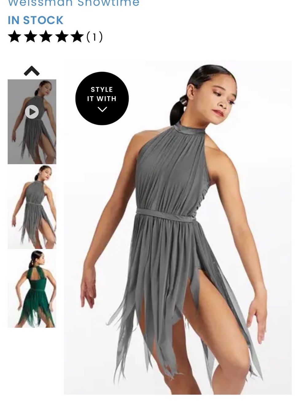 Sz MC (10/12) Weissman Halter Fringe Mini Dress — Gray